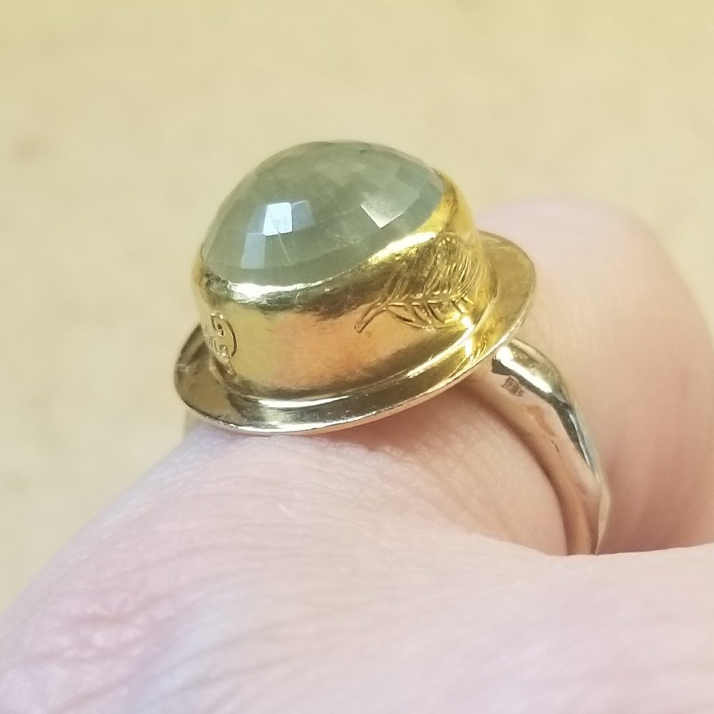 RARE SUNDANCE JES MAHARRY GROW STRONG STRENGTH LEAF 5 CT PERIDOT 14K BAND RING
